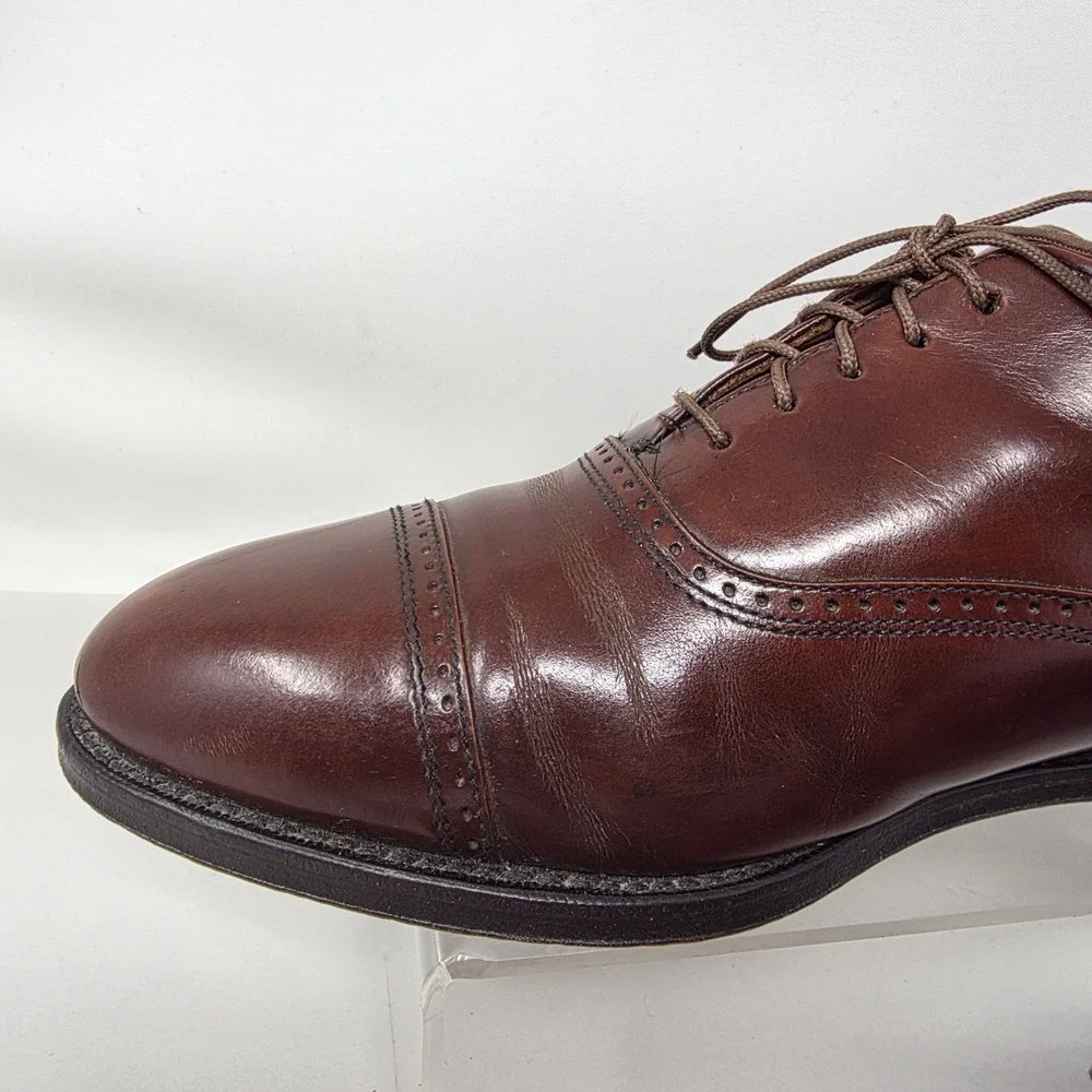 Nuflex Prime Oxford Shoes Mens 12 Cap Toe Brown Leather Brogue Made in USA